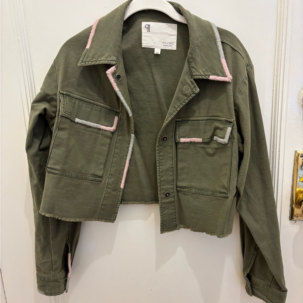 Anthropologie Pilcro Embroidered Cropped Jacket